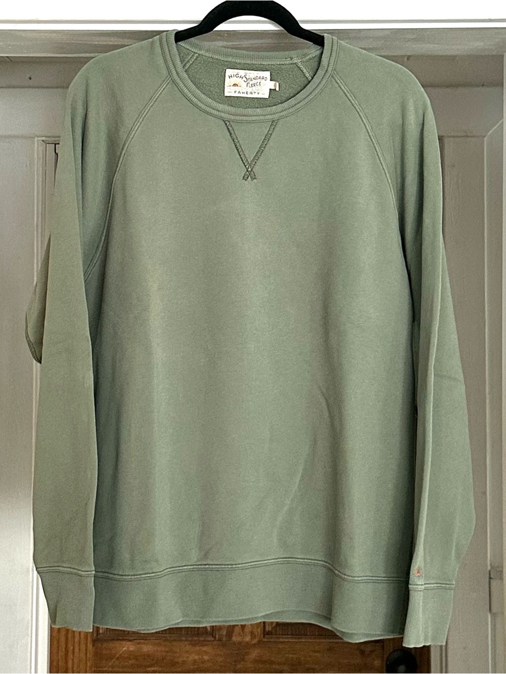 Faherty High Standard Fleece Men's L Organic Pima Cotton Sweatshirt Sage Green